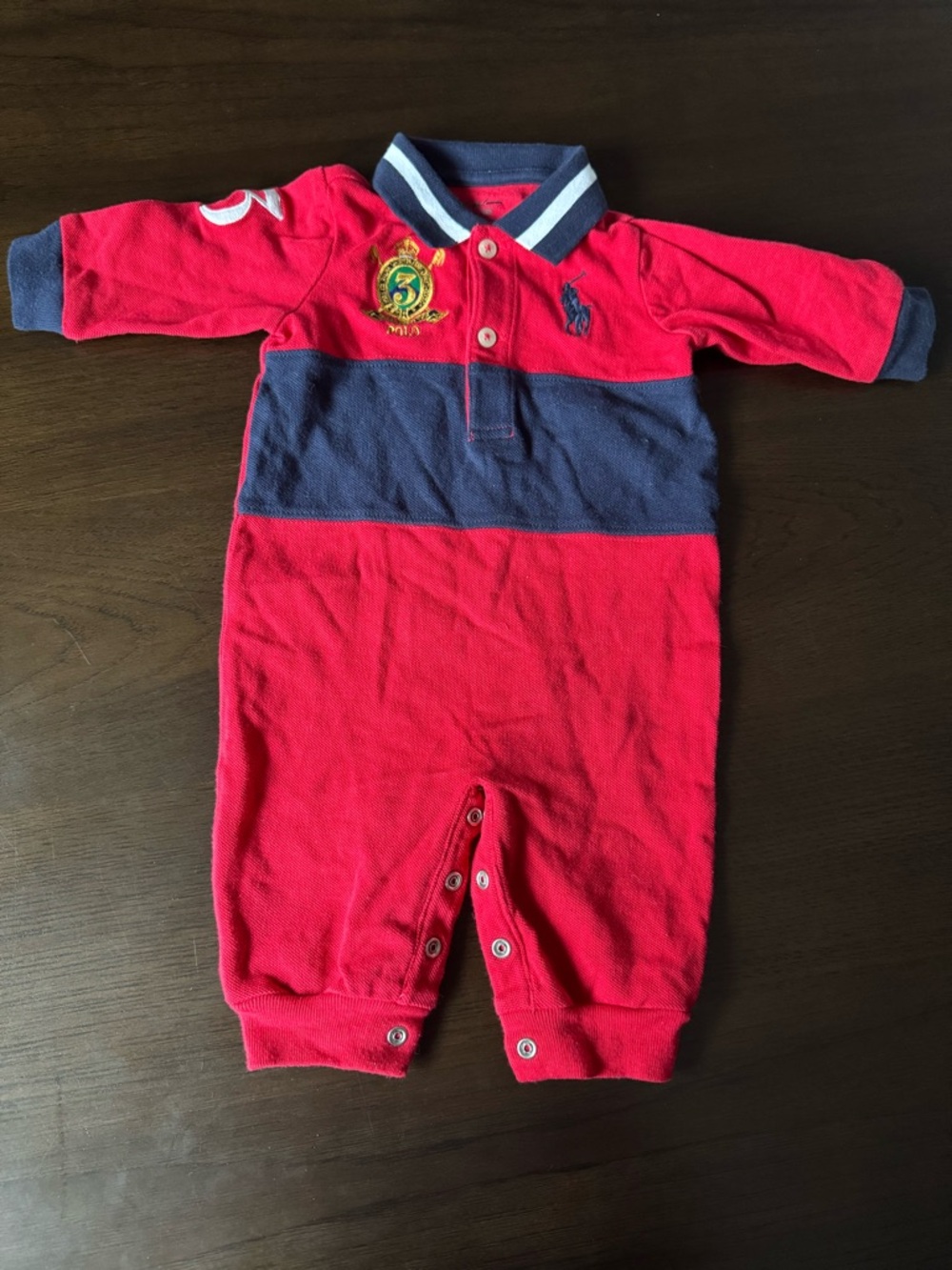 Polo by Ralph Lauren Red and Navy Polo-Style Footie 100% Cotton 3 Months